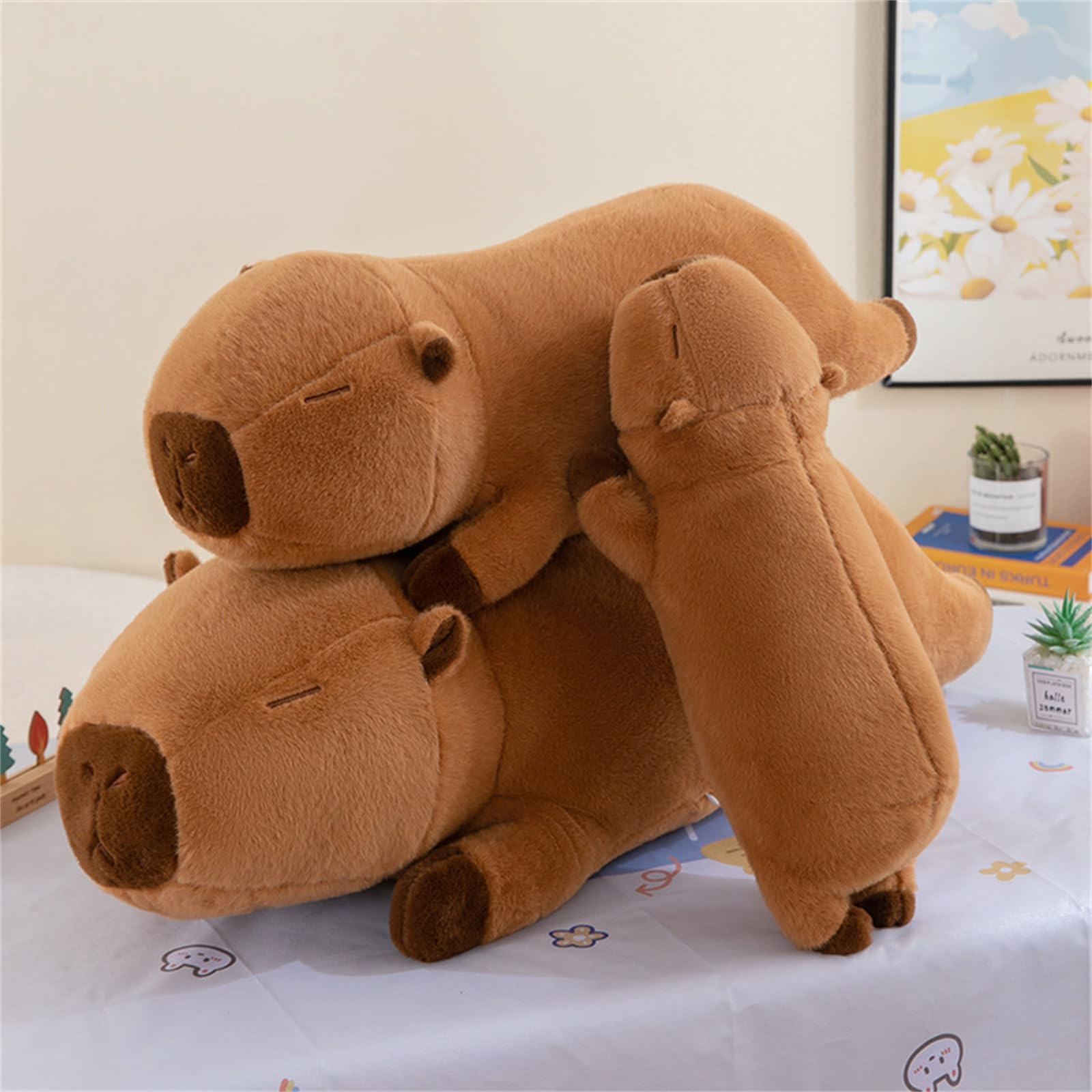champracer Capibara Plüschtiere Lange Puppen Große Kissen Plüsch Capybara Plüschkissen Kinder Geburtstagsgeschenke Capybara Plüschtiere Niedliche Spielzeuge (90 cm,Braun)