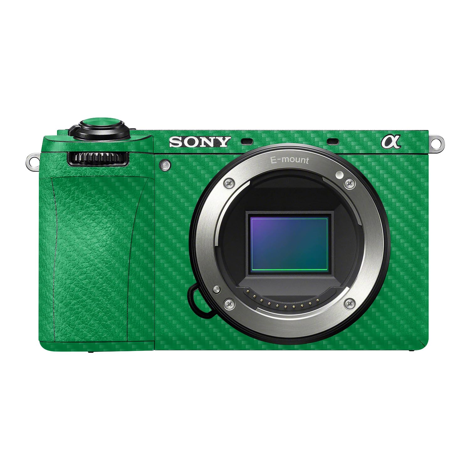 Carbon Fiber Camera Skin Compatible with Sony A6700 Mirrorless Camera (2023) - Solid Green - Premium 3M Vinyl Protective Wrap Decal Cover - Easy to Apply | Crafted in the USA by MightySkins