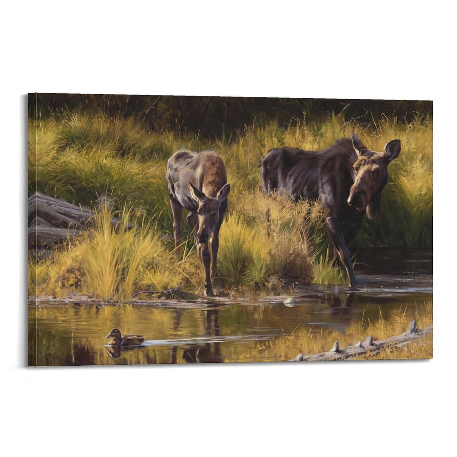 ZSZWHJ Animal Poster Alaskan Moose Poster Decorative Painting Canvas Wall Posters And Art Picture Print Modern Family Bedroom Decor Posters 24x36inch(60x90cm)