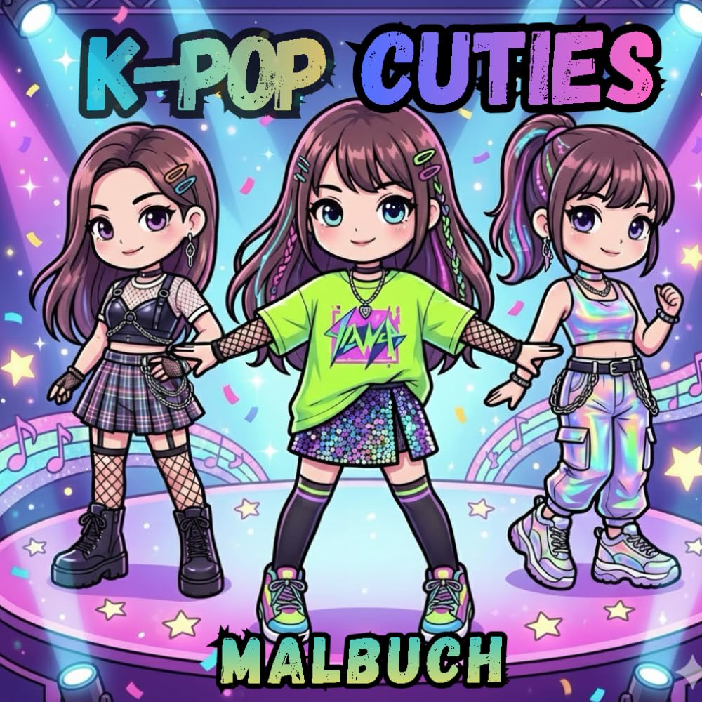 K-Pop Cuties Malbuch: Niedliche und stylische Chibi idol Charaktere zum Ausmalen für Kinder und Tweens