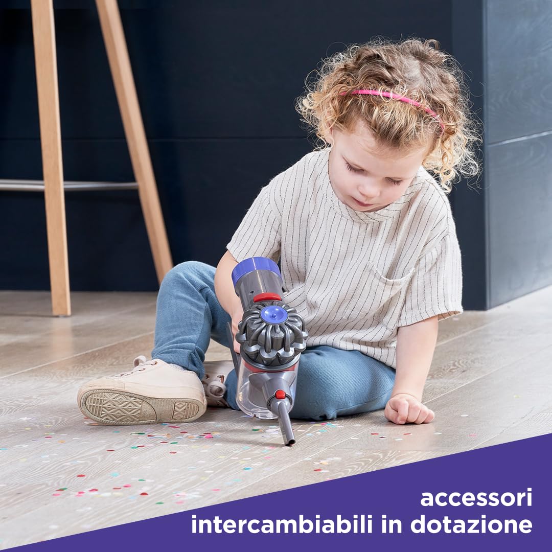 Casdon Dyson aspirapolvere senza filo | Aspirapolvere Dyson giocattolo interattivo ufficialmente autorizzato per bambini da 3 anni in su | Giochi di ruolo realistici e divertenti