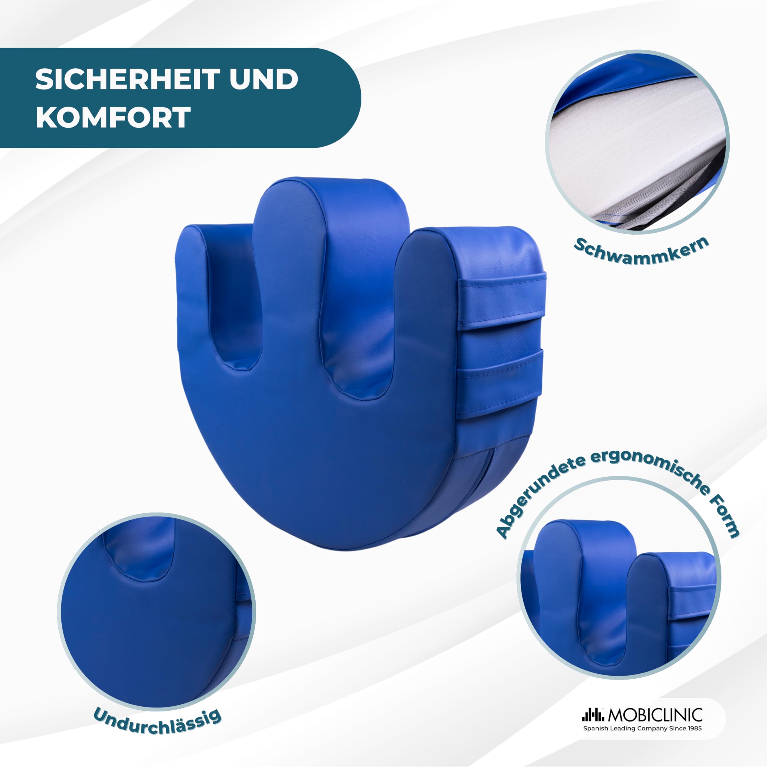 Mobiclinic®, Drehvorrichtung für Patienten, Dekubitusprophylaxe, Schaumstoffkern, Griffe für Umlagerung, U-Form, Abnehmbarer wasserdichter Bezug, rutschfest, 50x40,5x12 cm, 100 kg, Folk
