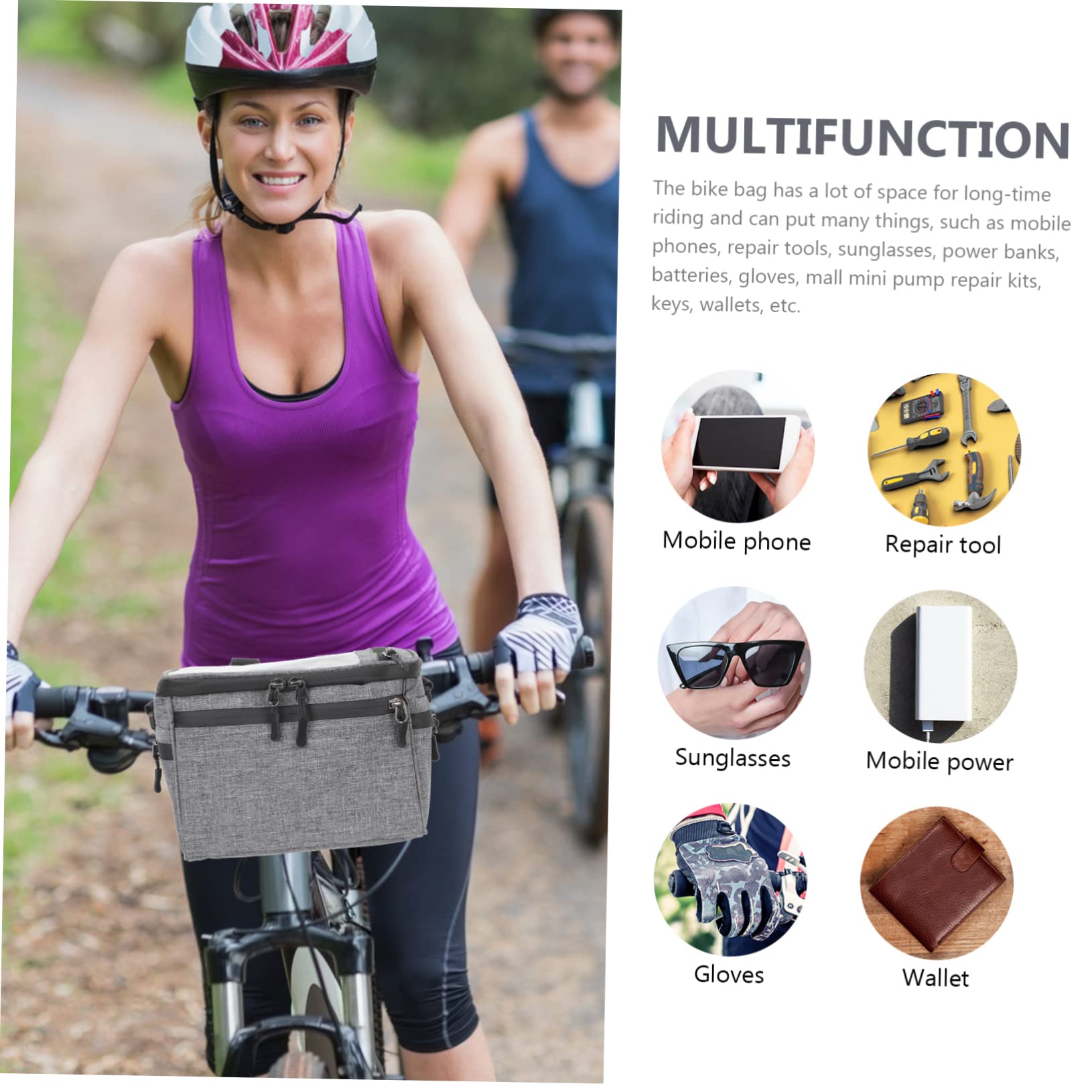 Anneome Borsa Da Manubrio Per Bicicletta Per Cellulare Portabottiglie Portaoggetti Portatile Tasche in Rete Accessorio Per Mountain Bike
