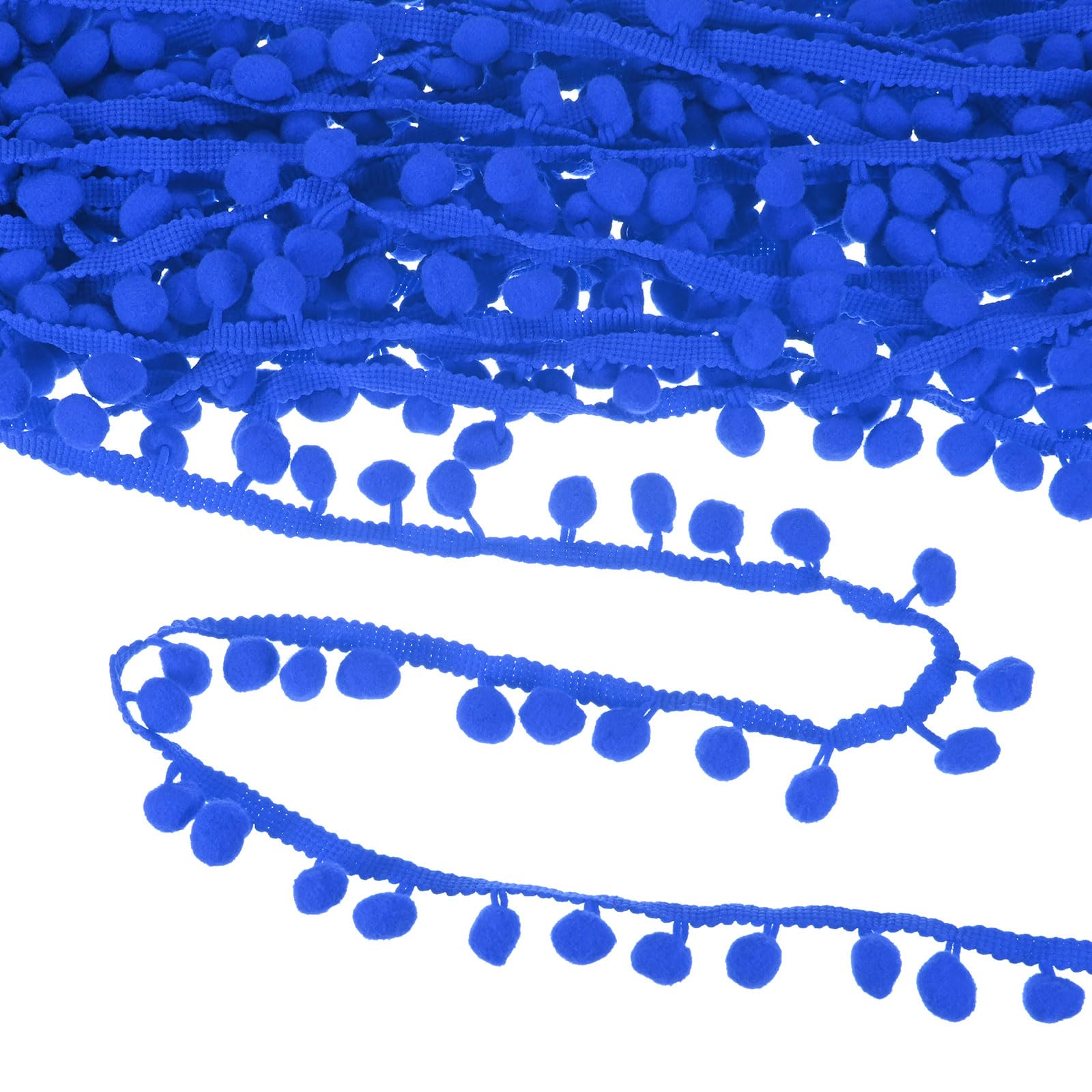 M METERXITY Pom Pom Ball Fringe Trim, 10 Yards 11mm Ball Fringe Trim Ribbon Sewing Accessory for Home Decoration/DIY Crafts/Curtain/Pillow [Sapphire Blue]