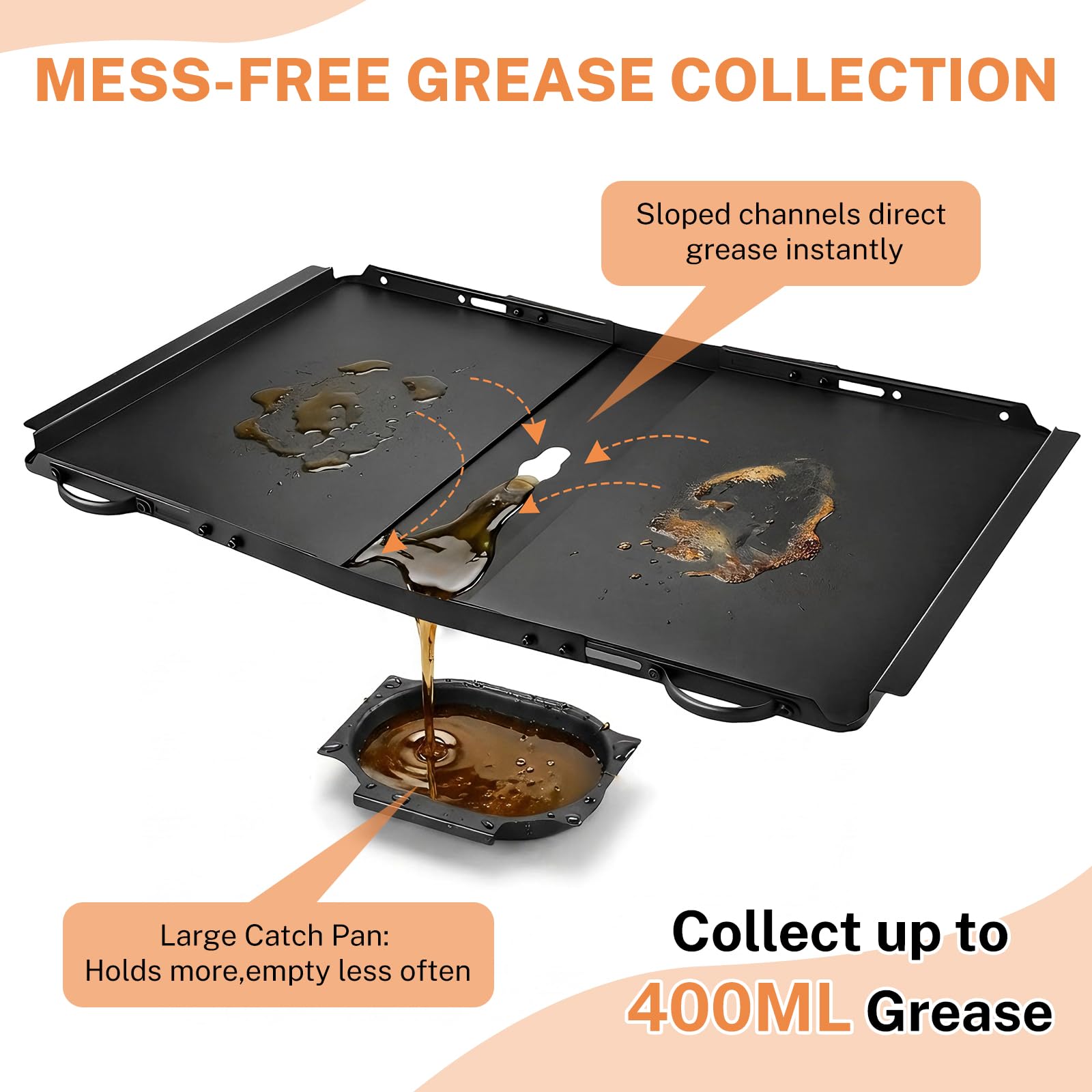 Bac récupérateur de graisse de rechange pour barbecue à gaz, bac à graisse universel de 61 à 76 cm de long, pour brûleurs 3/4/5, bac d'égouttement réglable, en métal noir inoxydable, facile à