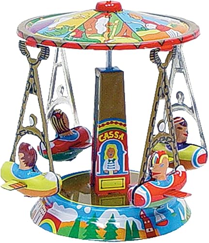 Carrusel de aviones giratorios coloridos coleccionables de 2.5 x 3 pulgadas, adorno colgante de lata