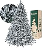 ESQUIMAL Árbol de Navidad Escarchado Ramas PVC y PE, Cedro del Himalaya Frondoso (Verde Nevado, 1.8 m)