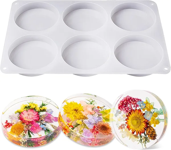 LET'S RESIN Extra Deep Resin Coaster Molds Silicone, 4 Inches Large 6 Cavity Silicone Molds for Resin, Round Epoxy Coaster Molds for Cups Mats, DIY Craft
