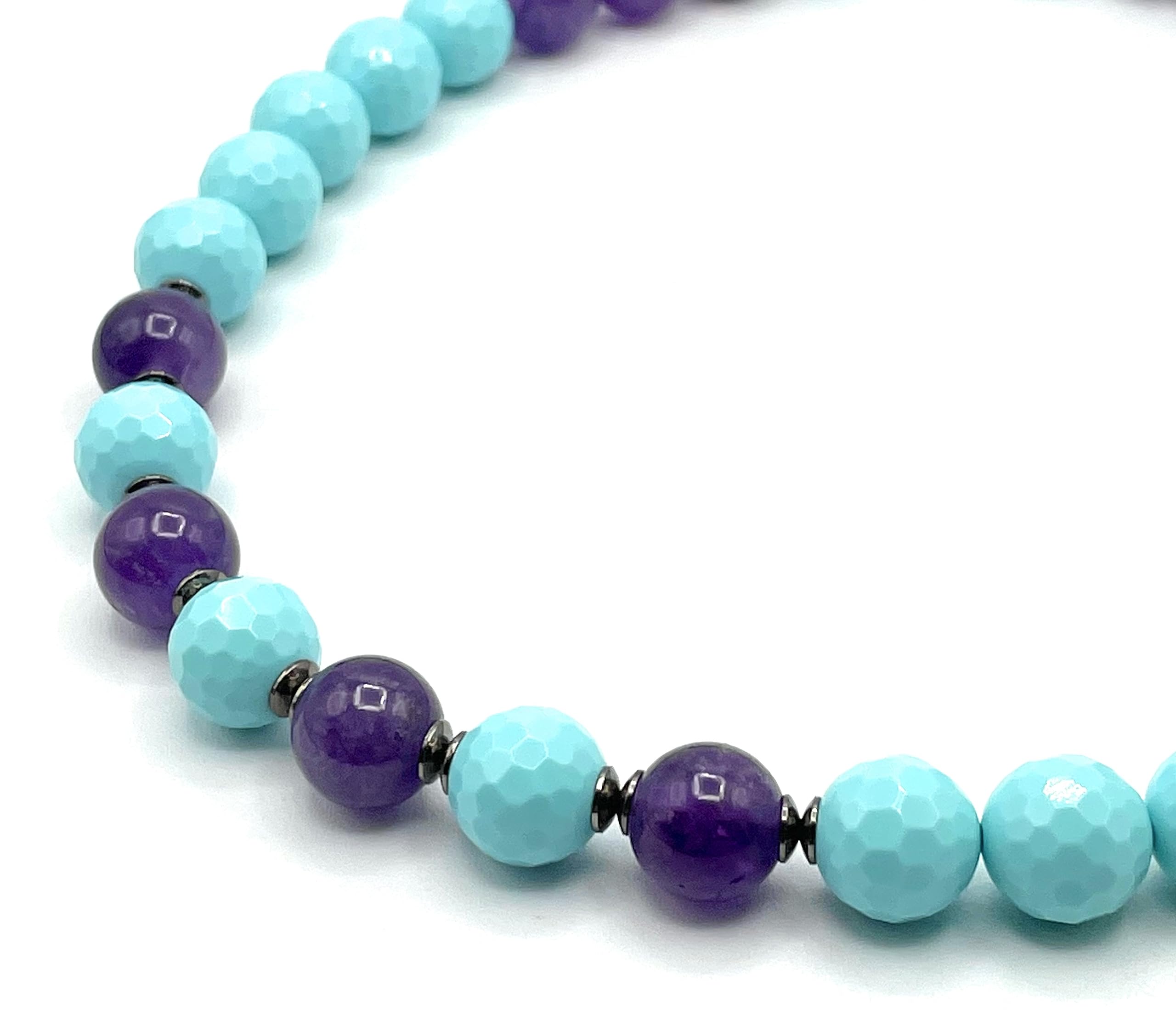 Türkisfarbene Halskette, Amethyst-Choker, italienischer Schmuck, 925er Sterlingsilber, Sommer-Bijoux, Jubiläumsgeschenk für Sie, hergestellt in Italien