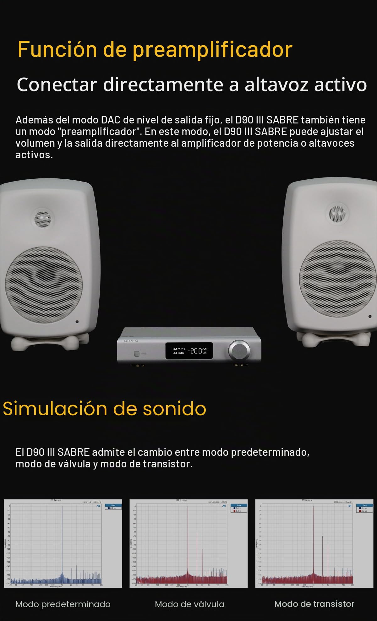 Topping D90 III SABRE MQA Full Balance HiFi DAC Bluetooth 5.1 ES9039SPRO x 2 DSD512 PCM32bit/768kHz USB/Koax/Opt/AES/IIS Decodificador de preamplificador de audio para escritorio