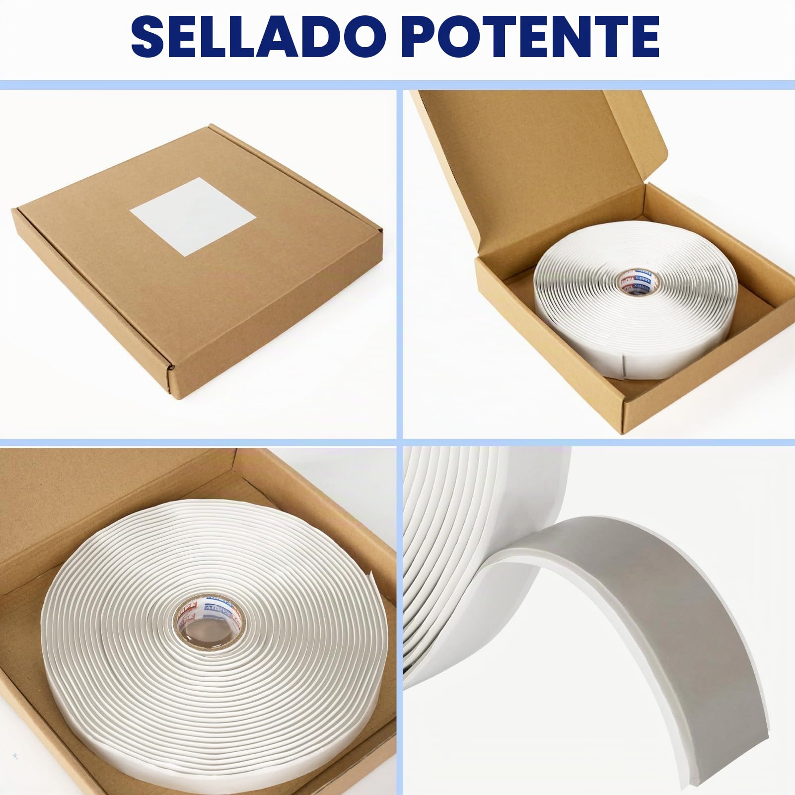 ADHES White Butyl Sealant Tape 19mm x 9m x 3mm 1 Roll Butyl Rubber Sealant Tape para RV, Vehículos, Reparación Marina y Hogar - Ideal para Faros, Ventanas, Puertas y Parabrisas