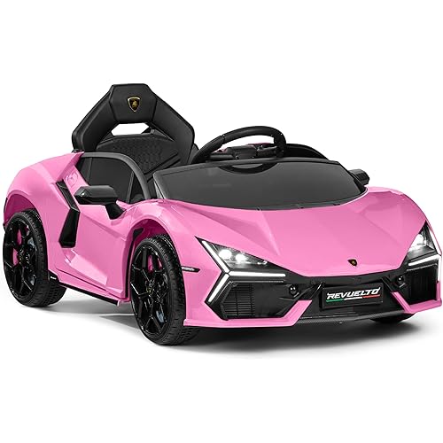 Best Choice Products Licensed Lamborghini Revuelto Kids 12V Electric Ride On Car Toy w/ 66lb Weight Capacity, Parent Control, Bluetooth - Pink