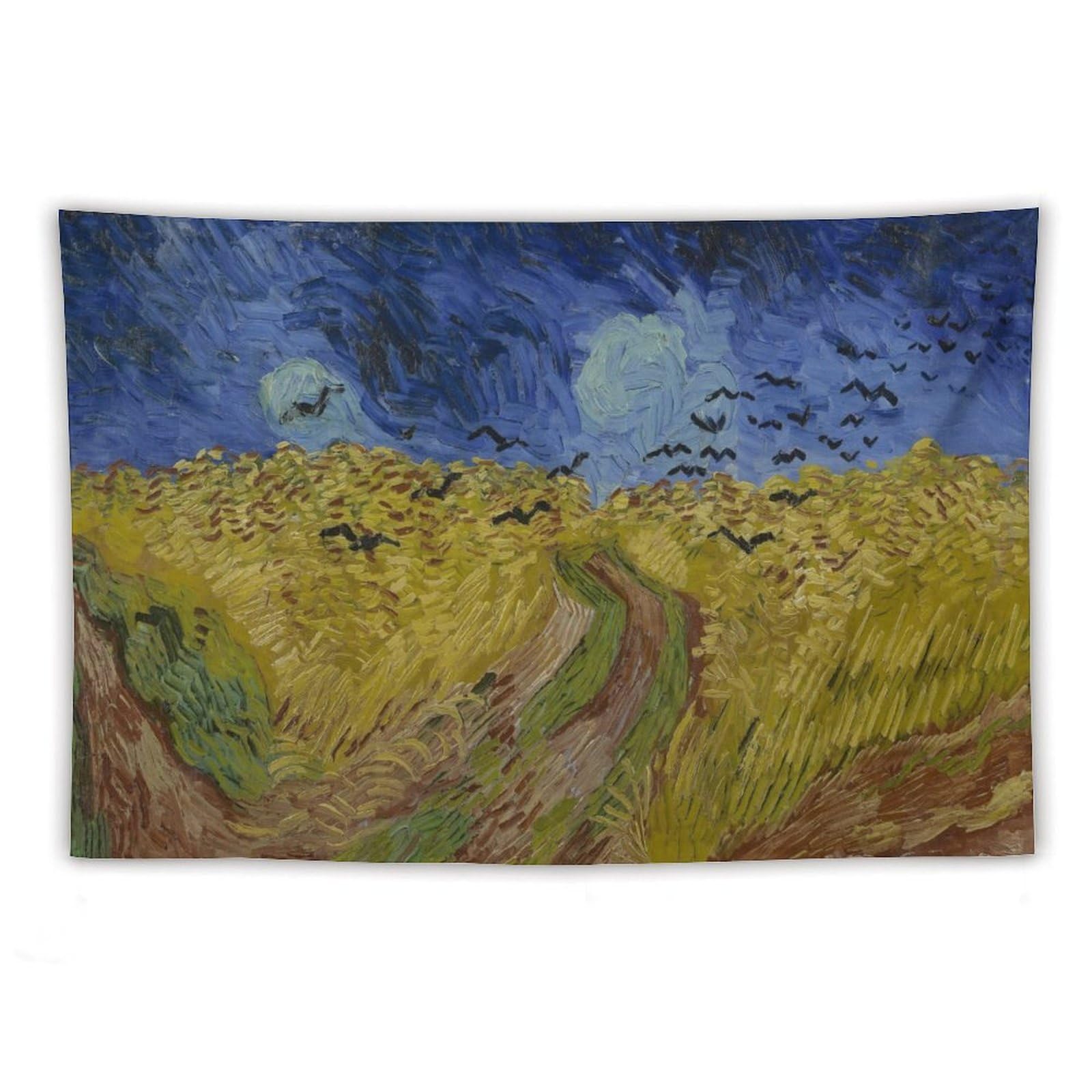 CALOWE KOLEVN Tapestry Wheatfield with Crows Flying by Van Gogh Tapestry Wall Tapestry Scroll Tapestries Art Painting Picture Bedroom Decor Home 40"