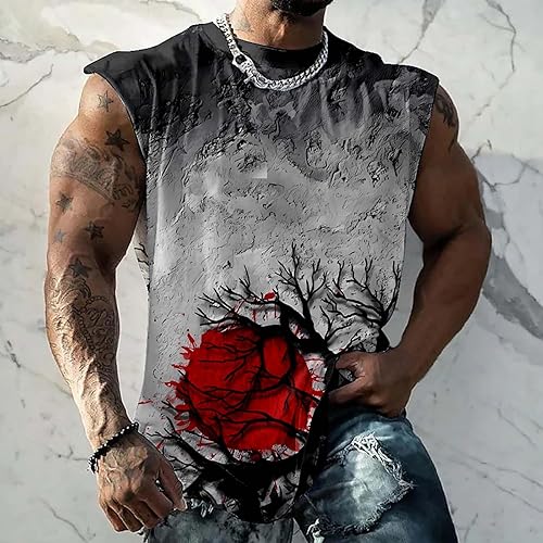 Miniatura 2 de Camisetas sin Mangas para Hombre con Estampado Halloween sin Mangas Cuello Redondo Chaleco Deportivo Camiseta túnica