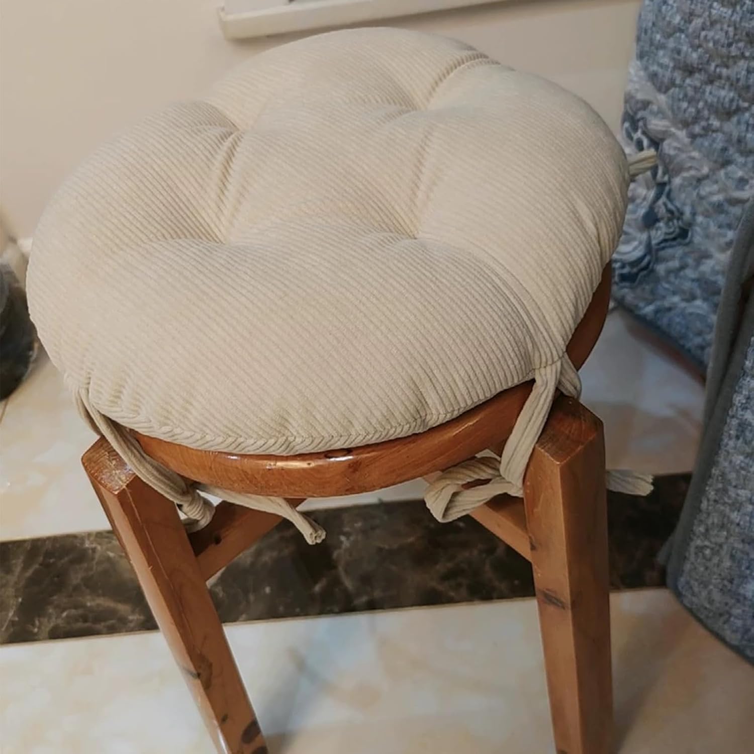 uyeoco Juego De 1/2/4 Cojín Redondo para Silla, 30cm/33cm/35cm/40cm/45cm/50cm cojín de Asiento Suave para Taburete, jardín, Interior, Exterior, hogar(H6,2PCS 40x40X6cm)