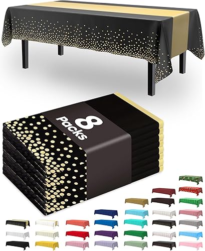 Miniatura 20 de Pureegg Juego de 8 manteles de plástico desechables, 54 x 108 pulgadas, manteles para fiestas, picnic, bodas, manteles decorativos, rectangulares