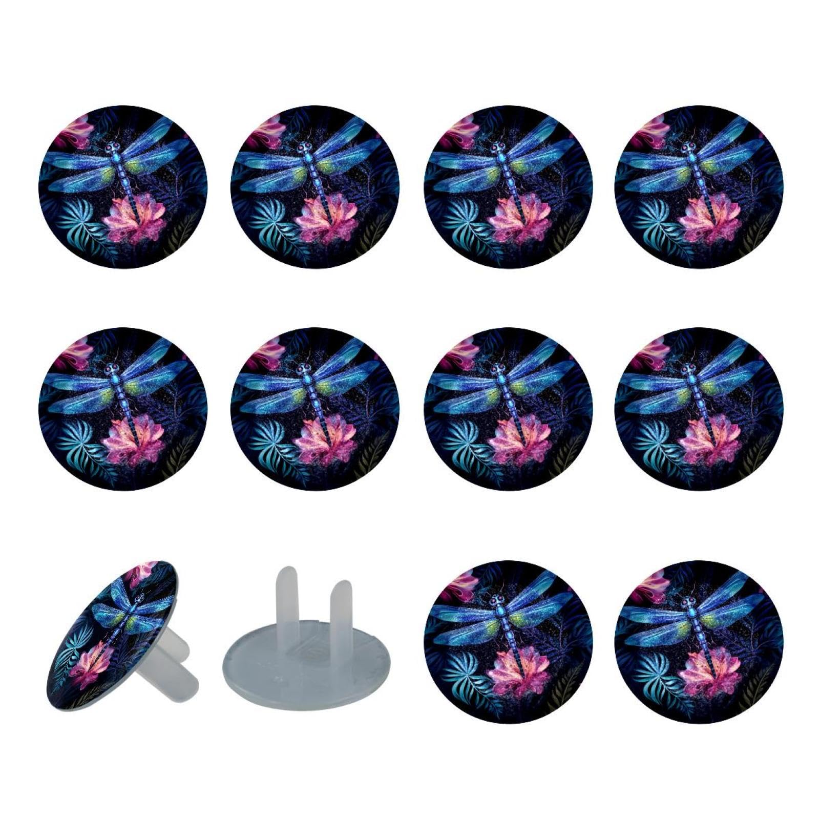 12 Pcs Childproof Outlet Covers, Dragonfly Baby Child Safety Socket Protection Caps