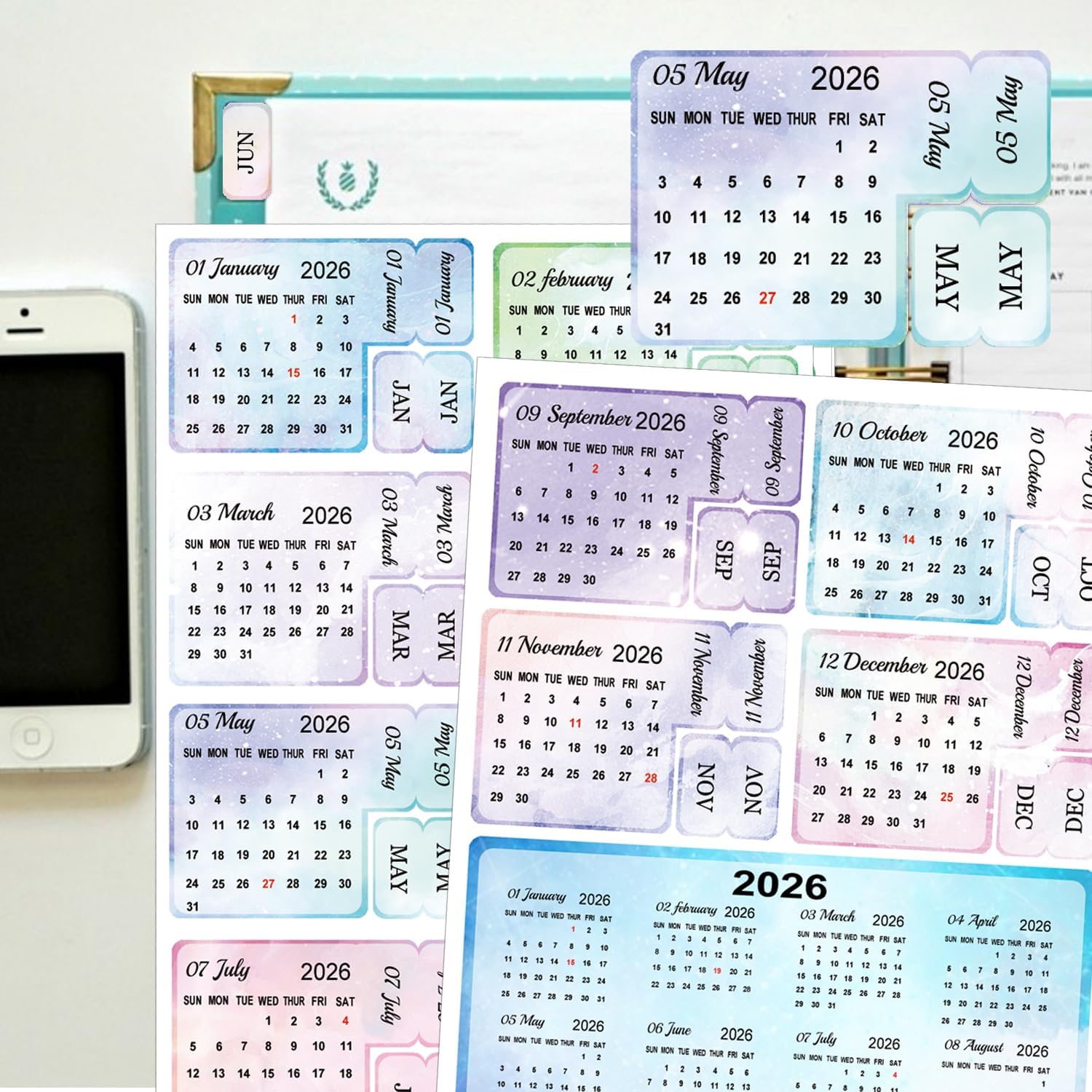2026 Schedule Calendar Stickers 240 pcs in Three Designs image 2