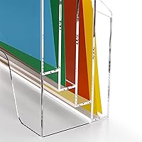 Vista 7 de DINGHUO Acrylic Desk File Mail Organizer Wall Mounted, 4-Tier Hanging File Folder Holder, Clear Office Magazine Rack (Adhesive Hooks x 2)