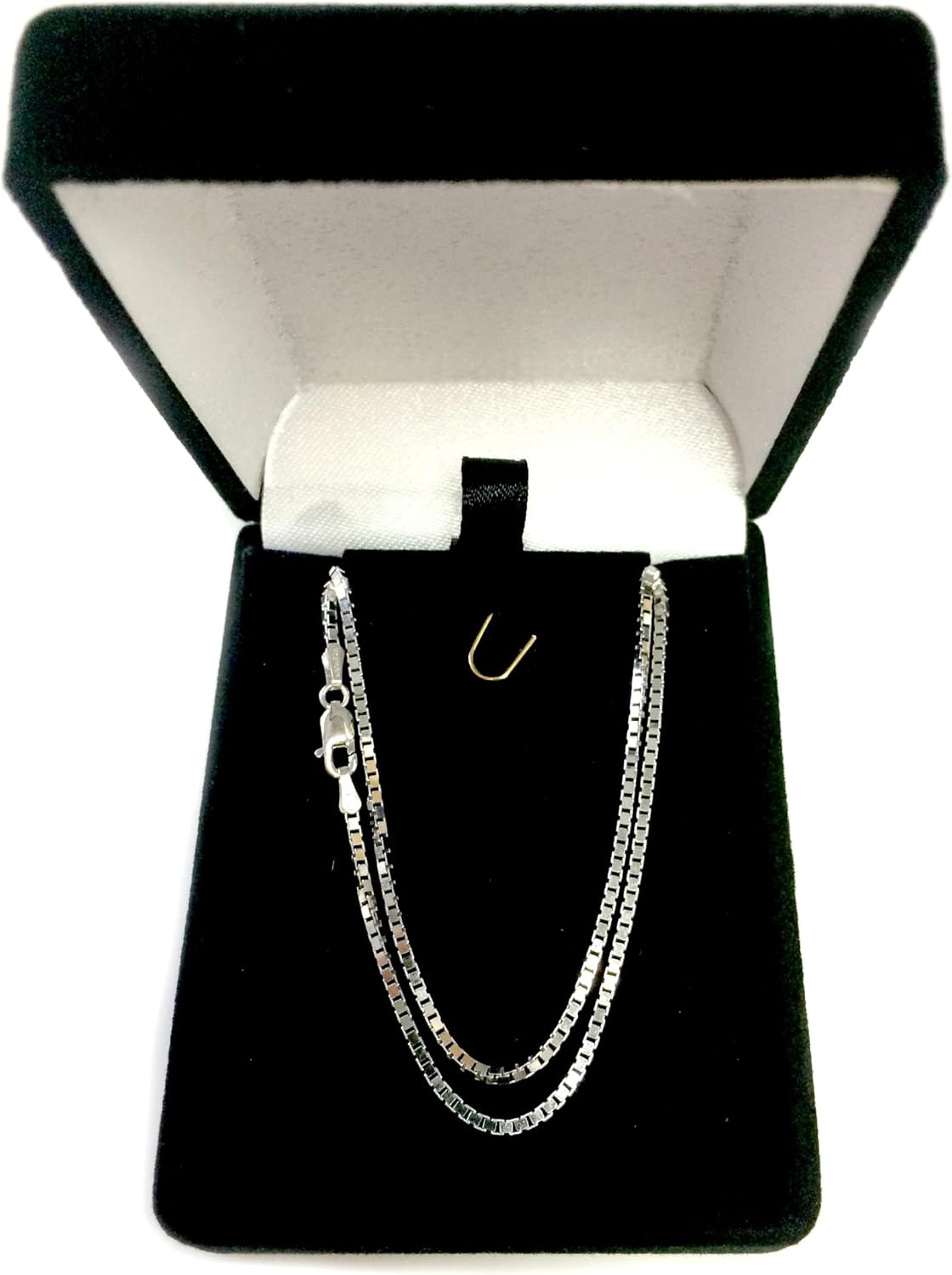 Jewelry Affairs 14k White Solid Gold Mirror Box Chain Necklace, 1.4mm