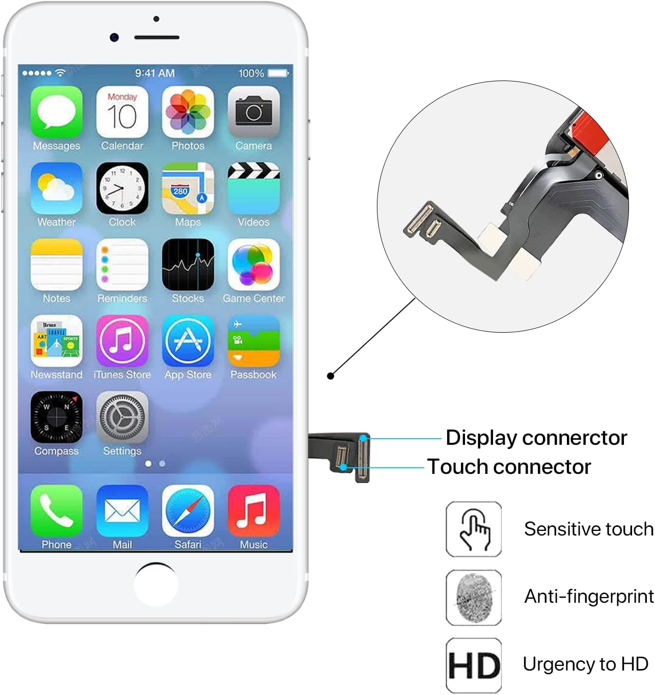QTlier Screen Replacement for iPhone 7 4.7", LCD Touch Display Screen Digitizer Frame Assembly Replacement with Repair Tool Set (White)