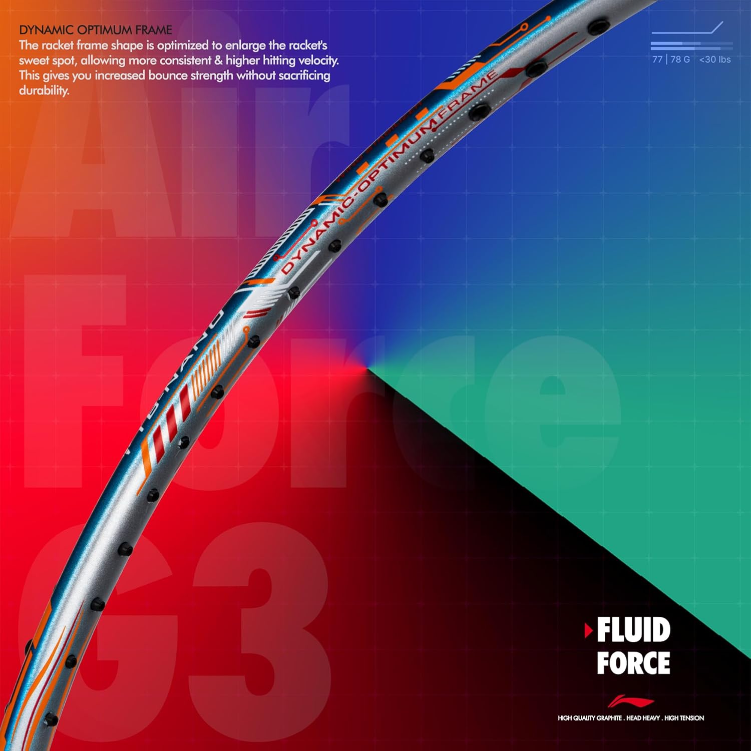 LI-NING Air - Force 78 G3 Strung Carbon Fibre Badminton Racquet (78G G6)