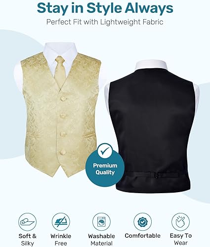 Miniatura 3 de S.H. Churchill & Co. Conjunto formal de chaleco y corbata de cachemira de 4 piezas para niños