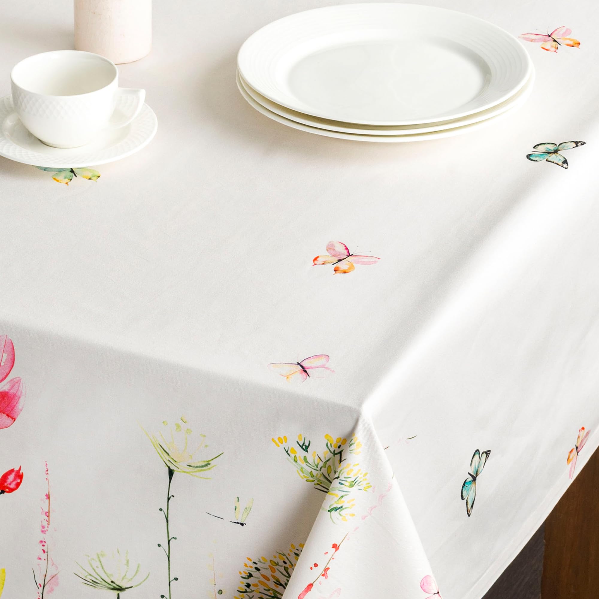 Maison d' Hermine Botanical Fresh Tischdecke, 100% Baumwolle, für Küche, Esszimmer, Tischplatte, Dekoration, Partys, Hochzeiten, Frühjahr/Sommer (rechteckig, 178 x 274 cm)