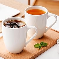 PARACITY 12oz Ceramic Coffee Mugs Set of 2 - Large White Mugs for Latte, Tea, Cappuccino | Heat-Resistant, Microwave Safe