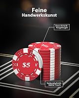 HEITOK 500 Darabos Poker Zseton Készlet 11,5g Számozott Zsetonokkal Alumínium Kofferben 1-500$ Blackjack Kaszinó Játékokhoz 4