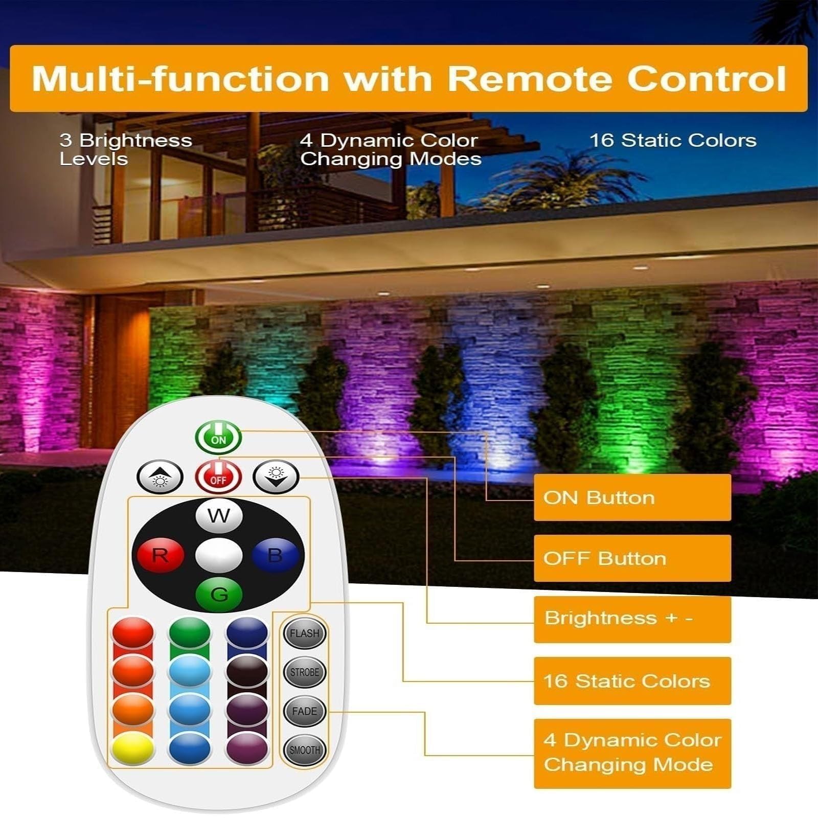 8 Focos LED De Haz Plano, Luces LED RGB De 12-24 V Para Exteriores, Luces Empotrables De Bajo Voltaje Con Cambio De Color, Impermeables IP65 Para Jardines, Caminos Y Patios(3W(12v))