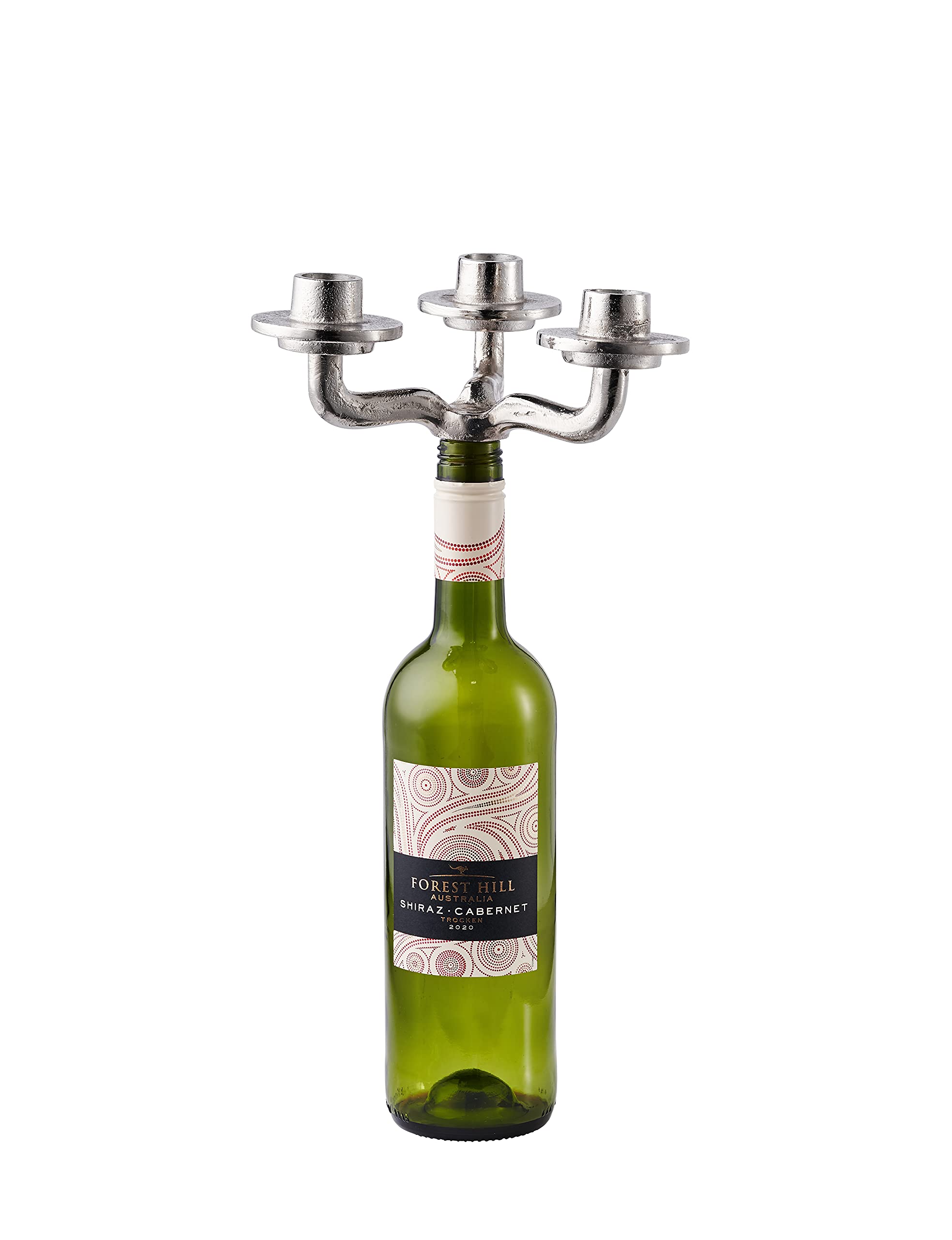 Bougeoir Bouteille En Aluminium Argenté – Élégant Support Pour Bougie Tige – Transformation Luxe Pour Vos Bouteilles De Vin – Décoration Table Moderne 19 Cm
