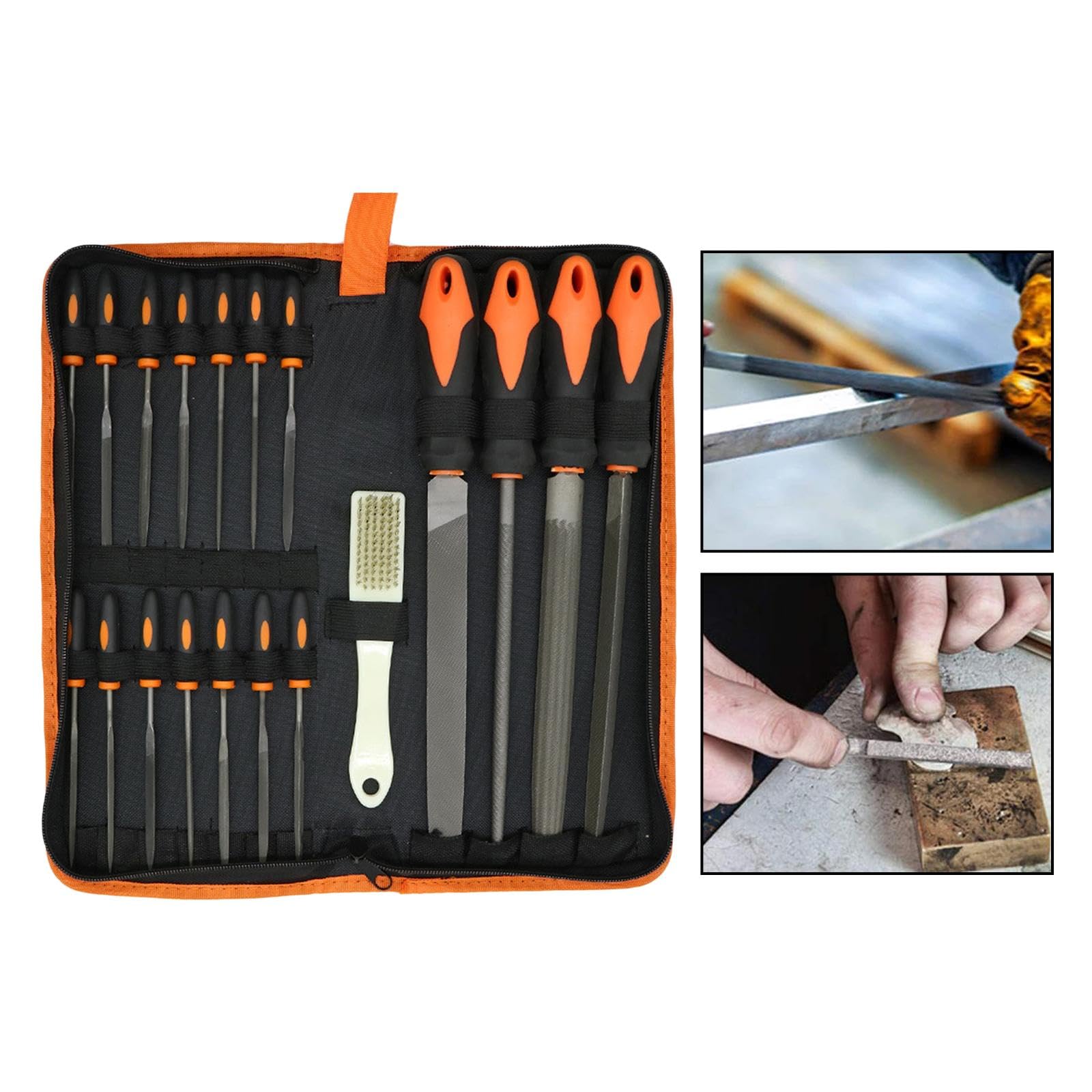 Set di 19 lime in acciaio legato, piatta/triangolare/semicircolare/rotonda
