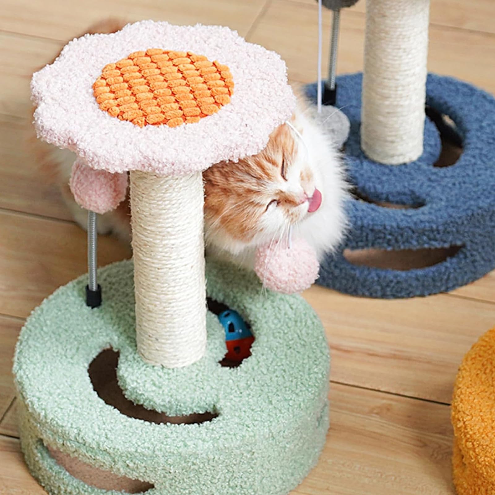 Árbol para Gatos, Torre para Gatos con Postes Rascadores Cubiertos De Sisal, Condominio para Gatos con Divertidos Juguetes para Gatos Y Manta Suave, Adecuado para Espacios Pequeños,E