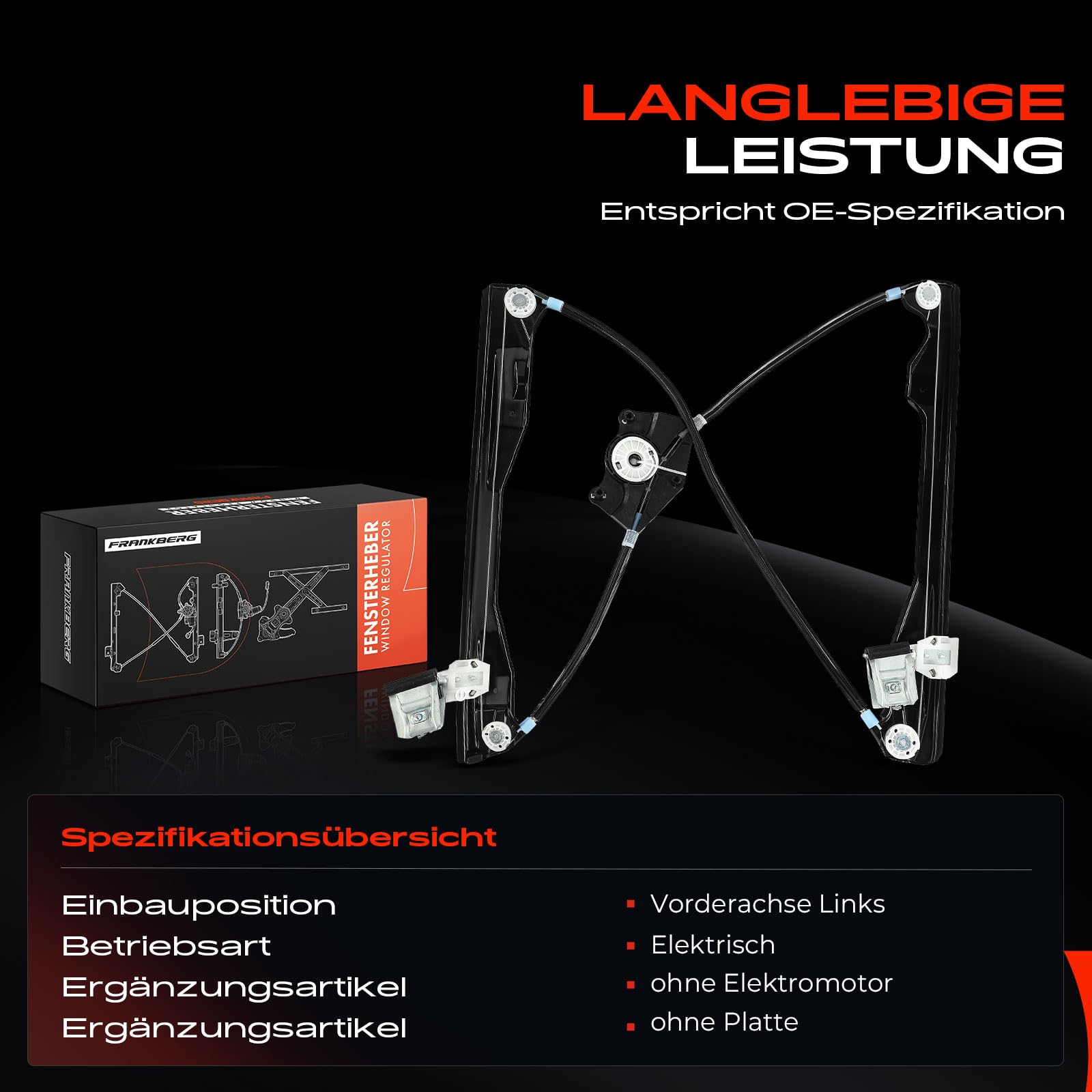 Frankberg Fensterheber elektrisch ohne Motor 4/5 Türer Vorne Links Kompatibel mit Fabia I 6Y2 6Y3 6Y5 Alle Motoren 1999-2008 6Y1837461