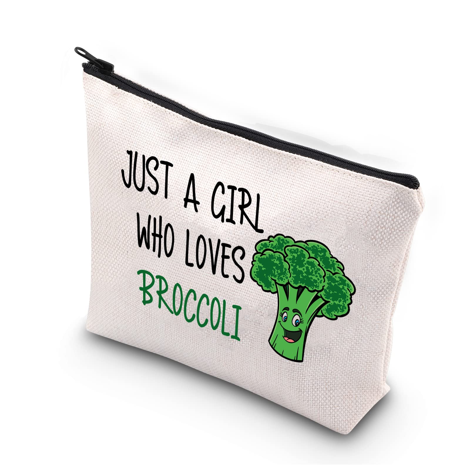PLITIBroccoli Gift Just a Girl Who Loves Broccoli Cosmetic Bag for Women Girls Friend Family Coworker Broccoli Lover Gift (Girl loves broccoliU)