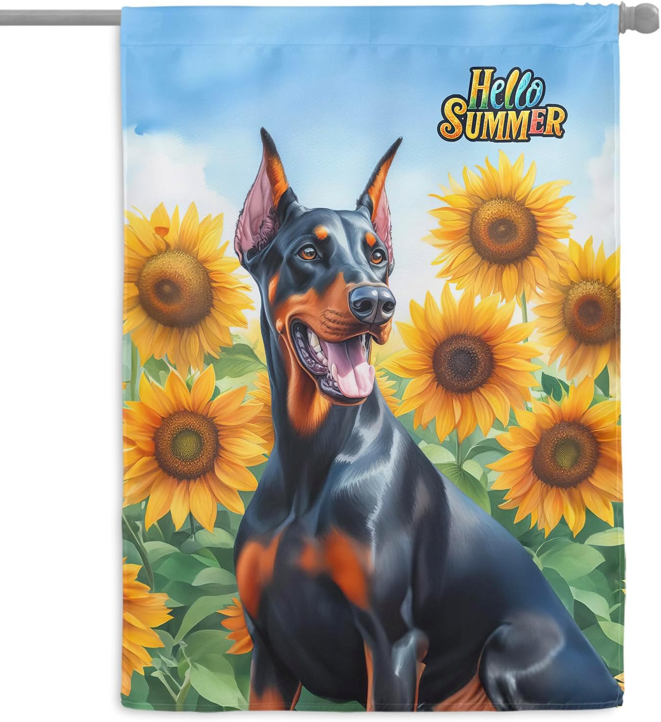 Pitbull Hello Summer Sunshine Sunflowers Spring Retro Vintage House Flag 28x40in Double Sided American Pit Bull Terrier Dog Lover Gifts Idea Outdoor Decor - 008