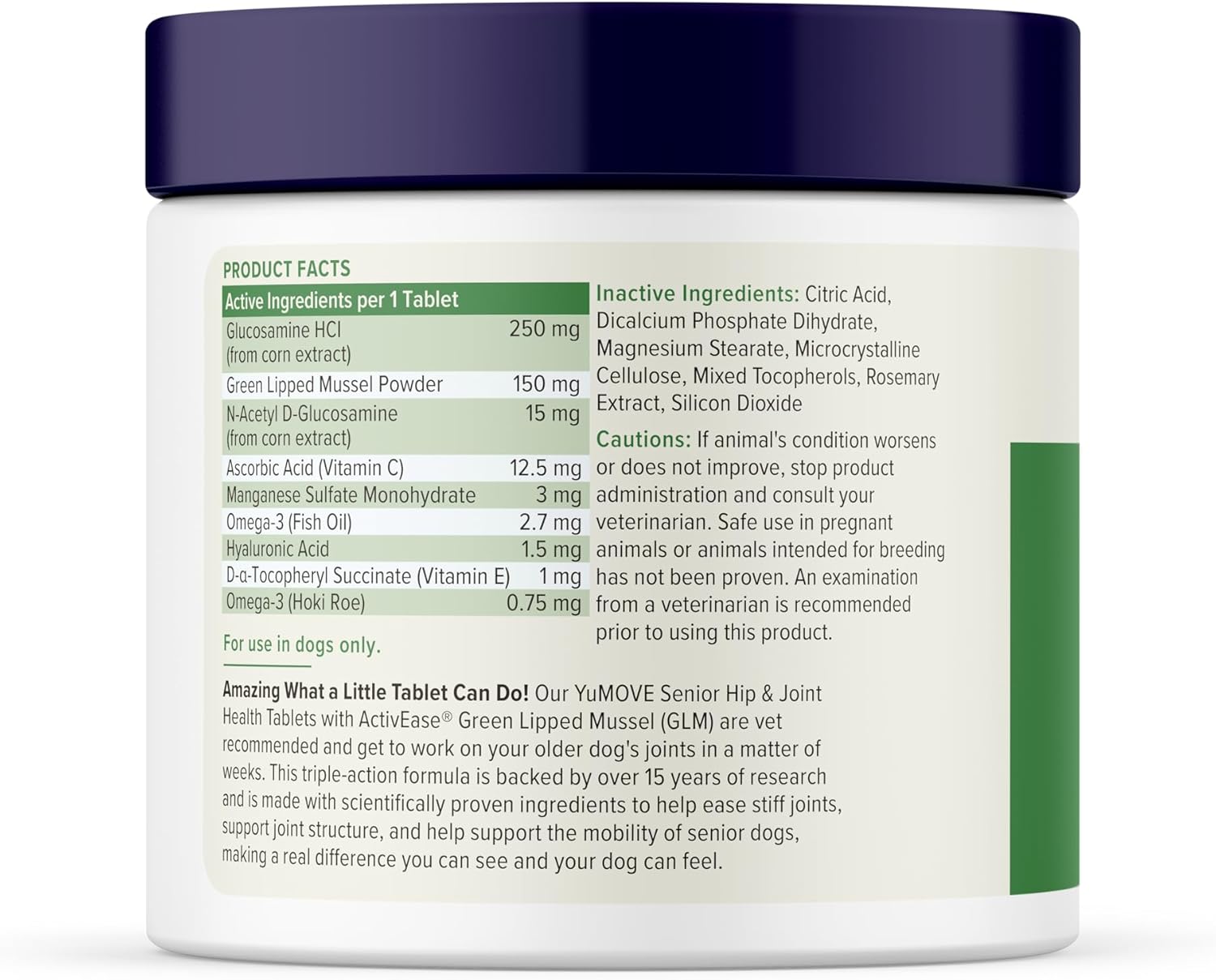 YuMOVE Senior Dog Joint Supplement with ActivEase Green Lipped Mussel - Glucosamine for Dogs, Hyaluronic Acid & Omega 3 – Advanced Mobility Support for Aging Dogs (240ct Chewable Tablets)