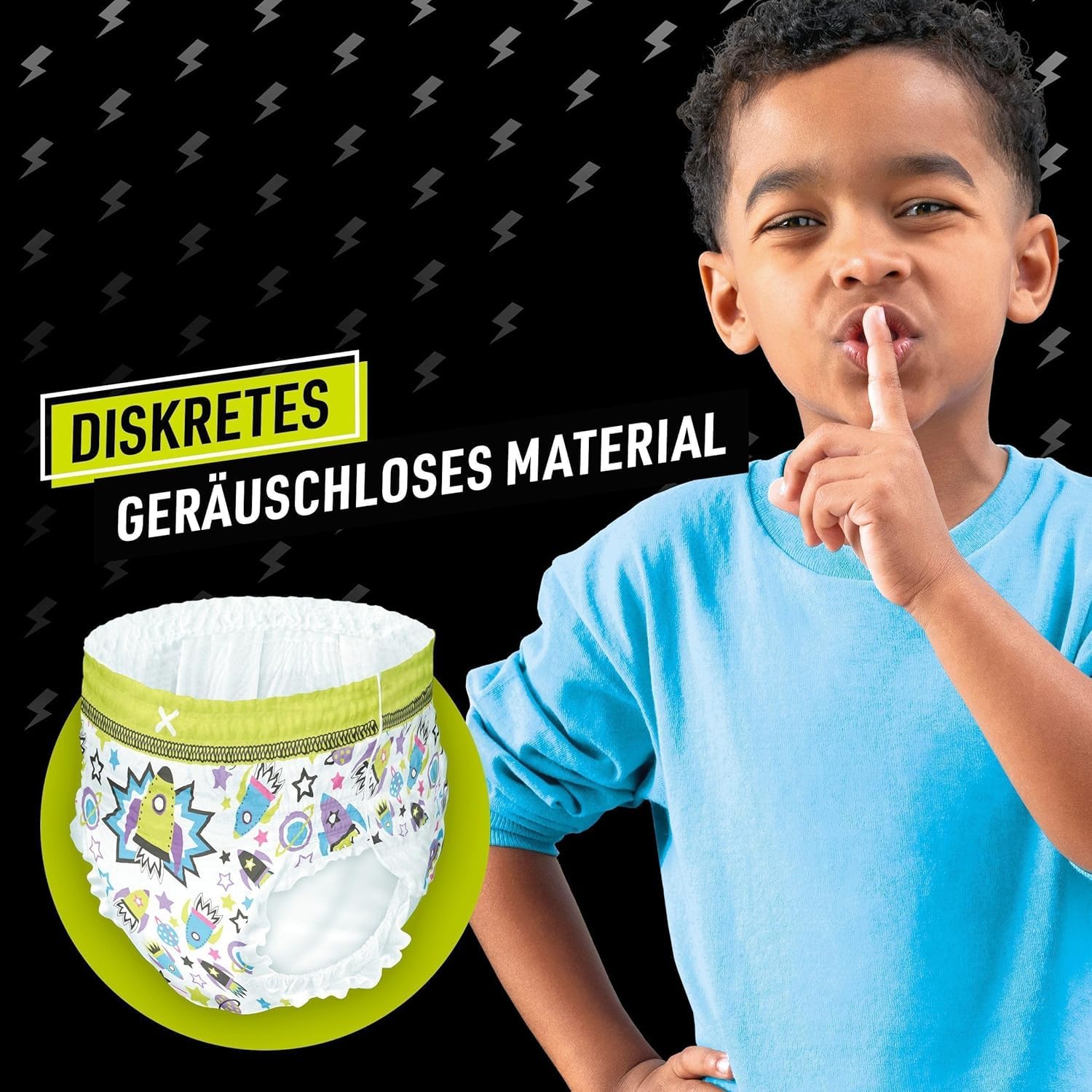 Ninjamas Pyjama Pants Raumschiff, 9 absorbierende Nachthöschen, 8 Jahre, 27kg-43kg, Auslaufschutz für die ganze Nacht
