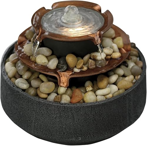 HoMedics Tide - Fuente de relajación de mesa con sonidos naturales relajantes, iluminación de reflexión única, tamaño de mesa – enchufable, 8 x 8 x