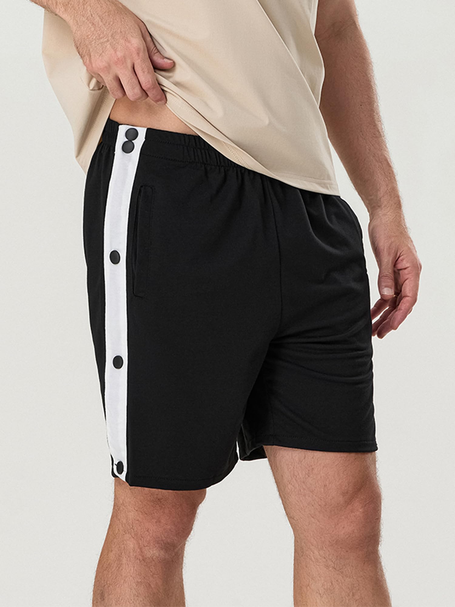 Sexy Outfit Pantaloncini Sportivi da Uomo a Strappo Chiusura con Bottoni Automatici Laterali Vita Elastica Pantaloncini da Allenamento per Palestra per Recupero Post Intervento Chirurgico con Tasche