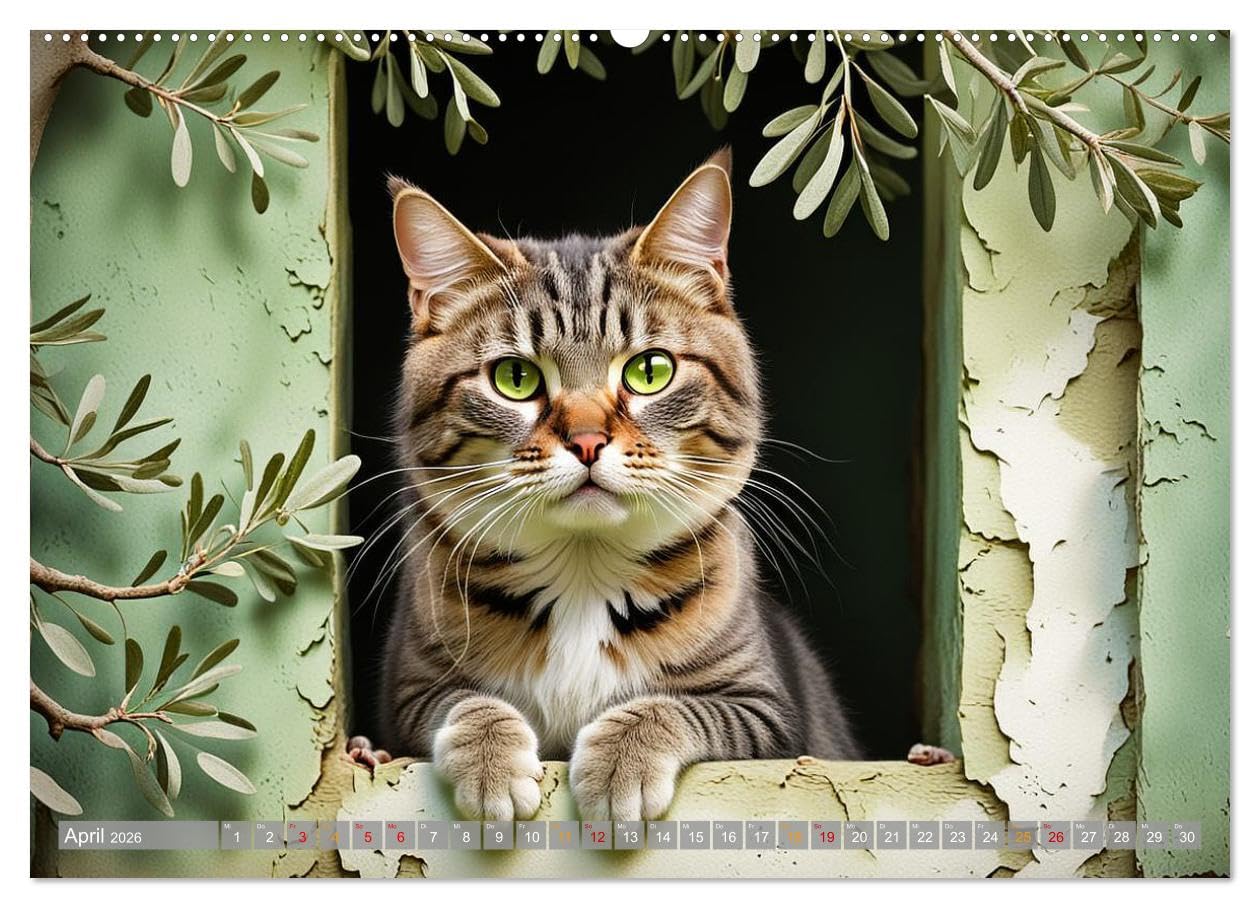 Hier kommt Mietzi (hochwertiger Premium Wandkalender 2026 DIN A2 quer), Kunstdruck in Hochglanz: Ein Kalender mit frechen Katzen, jeden Monat neu! (CALVENDO Tiere)