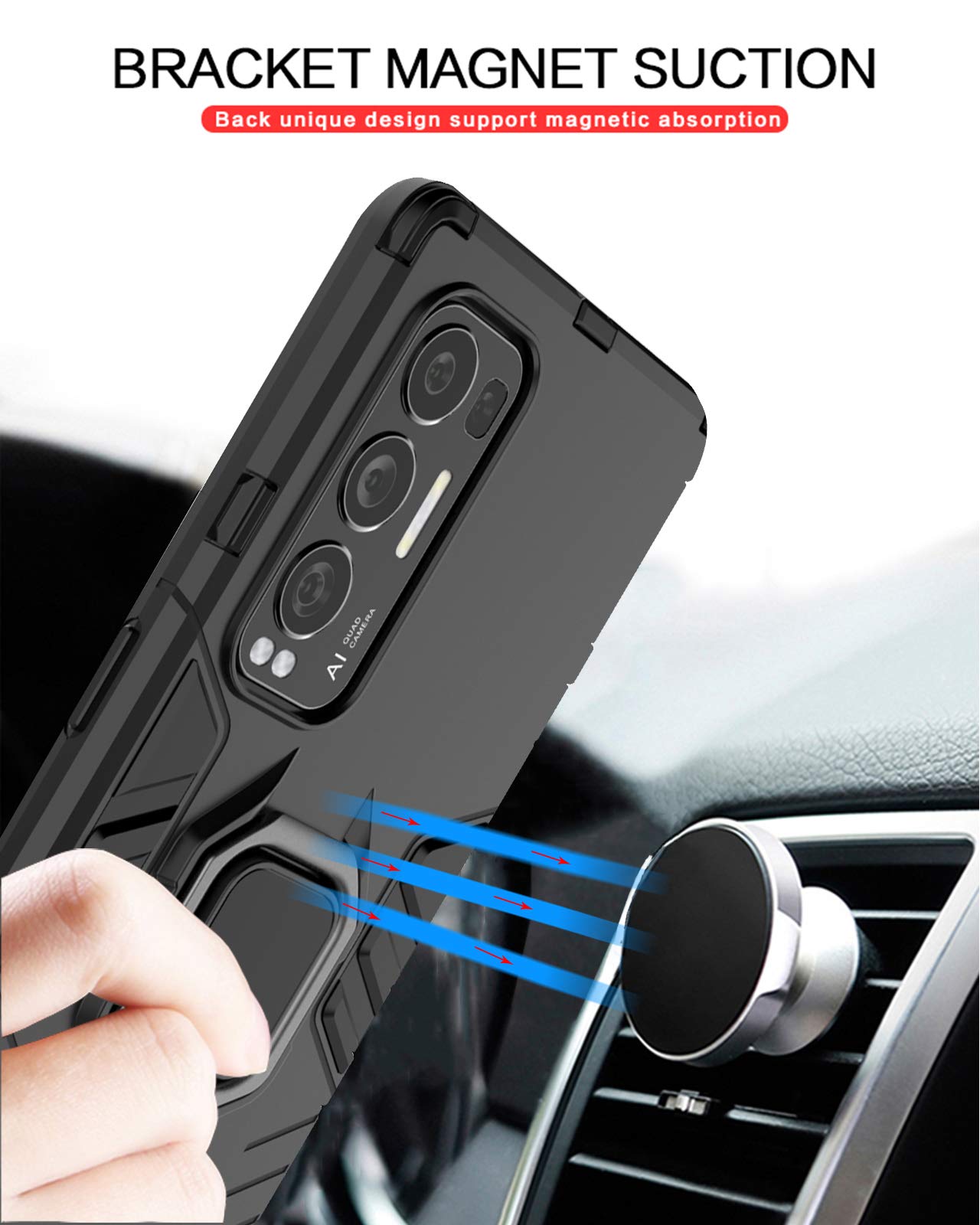 Custodia Oppo Reno 13 F / 13 FS Anello Magnetico Trasparente / Blu Notte - Italiano - Foto 2