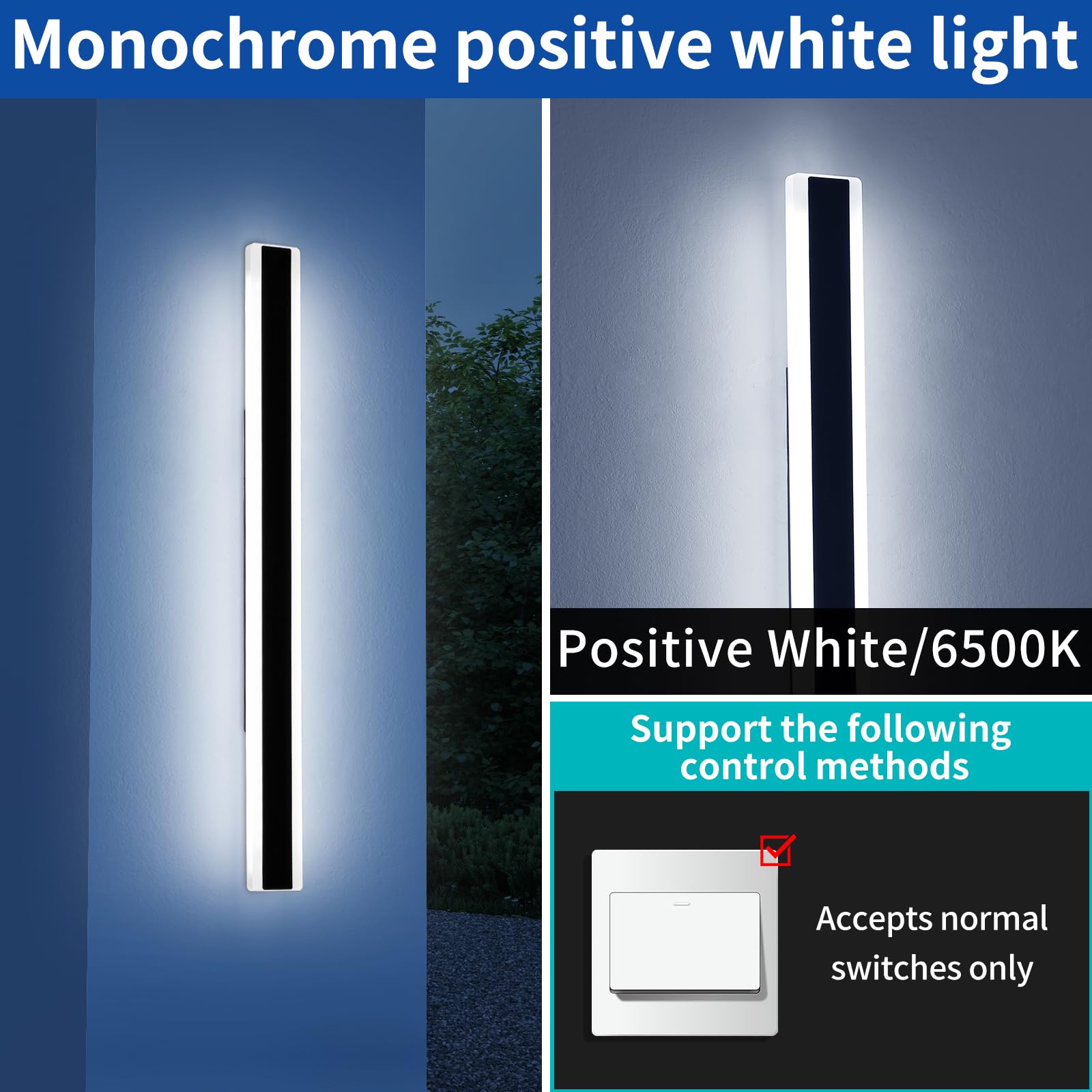 Modern LED Aluminium 120cm Wall Light, Outdoor 6500k Cool White With Acrylic Porch Design, IP65 Waterproof for Garden Balcony - Image 3