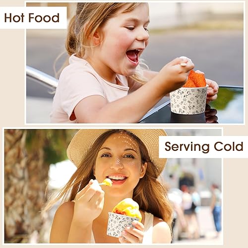 Miniatura 10 de Nuanchu Paquete de 100 vasos de papel tipo bandana roja para helado de 9 onzas, cuencos de postre desechables de vaquero occidental para fiesta