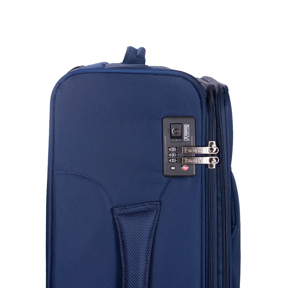 Stratic Mix Koffer Weichschale Reisekoffer Trolley Rollkoffer mittelgroß, TSA Kofferschloss, 4 Rollen, Erweiterbar, Größe M, Blau