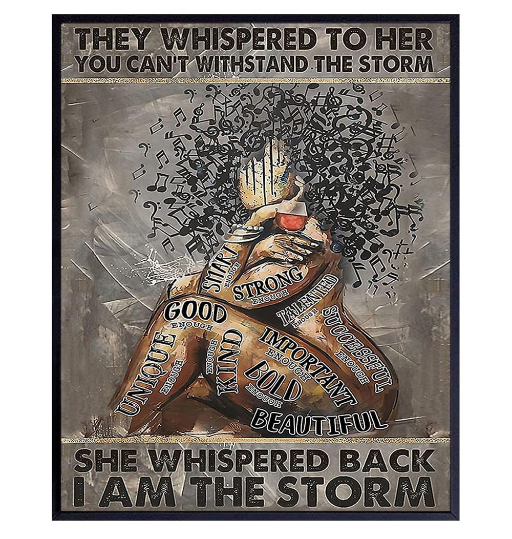 I Am The Storm Inspirational Wall Art - Black women Motivational poster - Women’s empowerment positive Inspirational quote - African Americans Black Girl Decorations - Bedroom Home Office Living room
