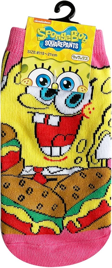 Amazon Co Jp スポンジボブ ジュニア靴下 ボブ バーガー Spb1005j ピンク 服 ファッション小物