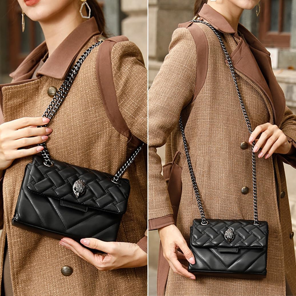 Rejolly Rainbow Stripe Crossbody Shoulder Bag for Women Color Blocking PU Leather Colourful Purse with Chain Strap | PU Leather, with Chain Strap - Image 2