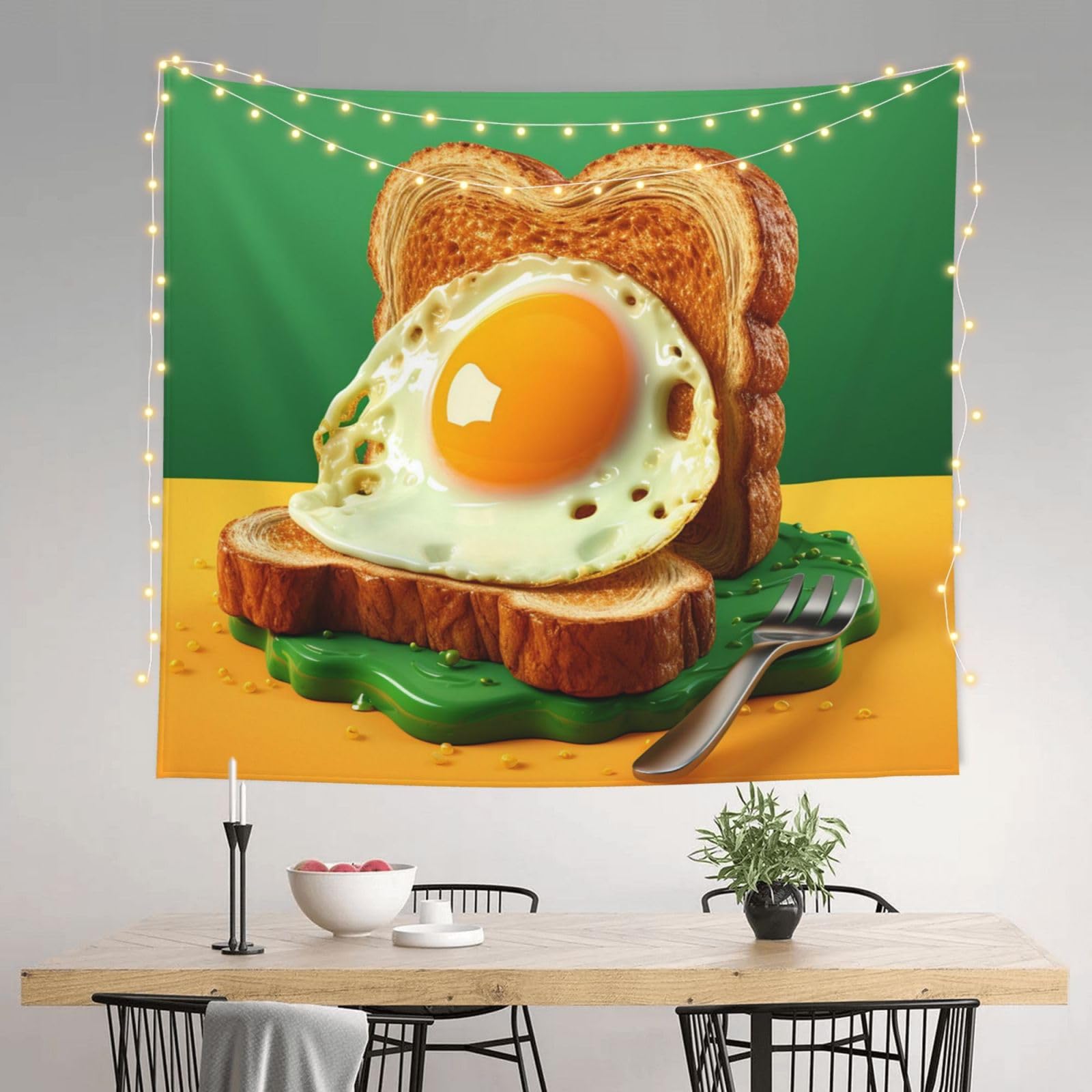 LXCNQFN Tapestry 130 W X 152 L CM Wall Hanging for Living Room Toast Fork Tapestry Modern Wall Art Wall Blanket Aesthetic Tapestrys Indoor Outdoor Tapestries for Bedroom Dorm